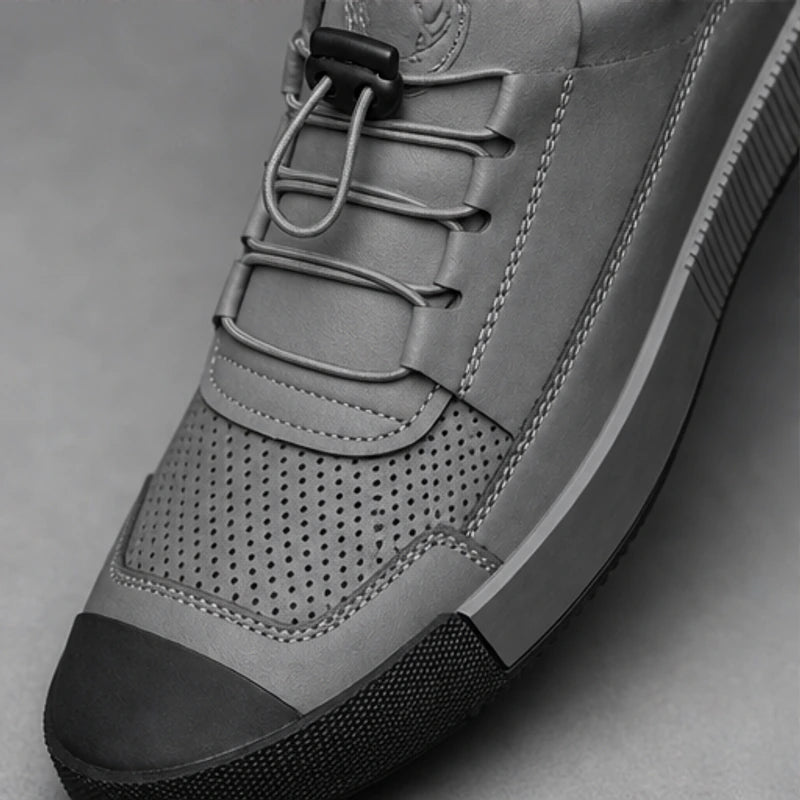 Calder Leather Court Sneaker - Gray - genuine leather - Hendlys - Image 5