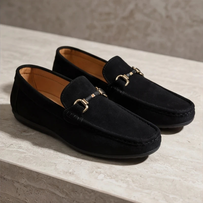 Bianchi Russo Suede Loafers - Black - men's loafers - Hendlys - Image 1