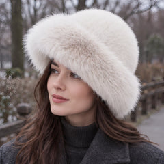 Taiga Women's Fur Brim Hat - White - Women's Accessories > Hats > Faux Fur Hats - Hendlys - Image 1