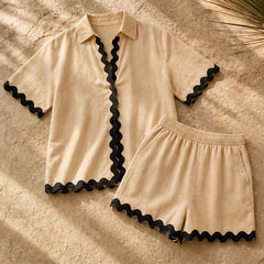 Talia Resort Shorts Set - Beige - resort wear - Hendlys - Image 3