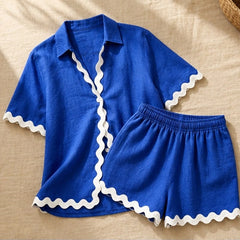 Talia Resort Shorts Set - Blue - resort wear - Hendlys - Image 3