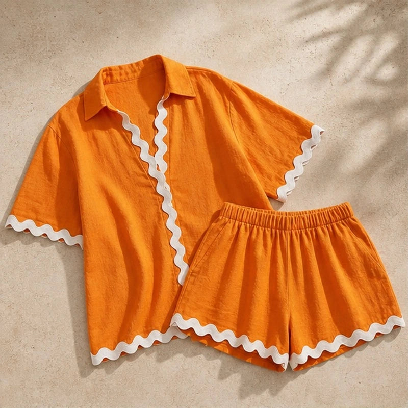 Talia Resort Shorts Set - Orange - resort wear - Hendlys - Image 3