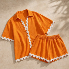 Talia Resort Shorts Set - Orange - resort wear - Hendlys - Image 3