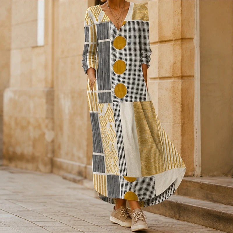 Tamsin Relaxed Patchwork Maxi Dress - Multicolor - Women's Clothing > Dresses > Maxi Dresses - Hendlys - Image 1