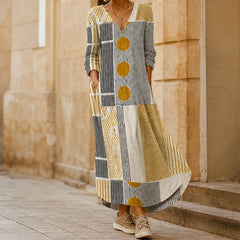 Tamsin Relaxed Patchwork Maxi Dress - Multicolor - Women's Clothing > Dresses > Maxi Dresses - Hendlys - Image 1