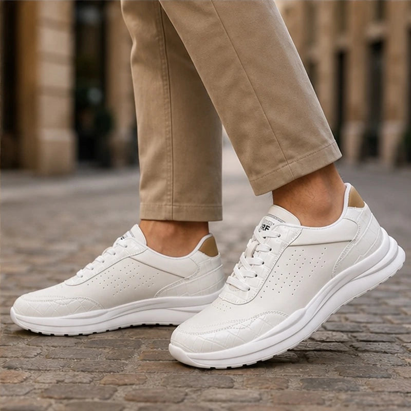 Taviano Contrast Leather Sneakers - White - leather sneakers - Hendlys - Image 3