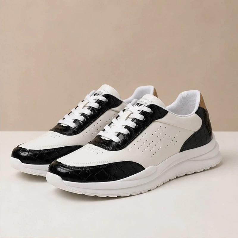 Taviano Contrast Leather Sneakers - Black - men's sneakers - Hendlys - Image 2