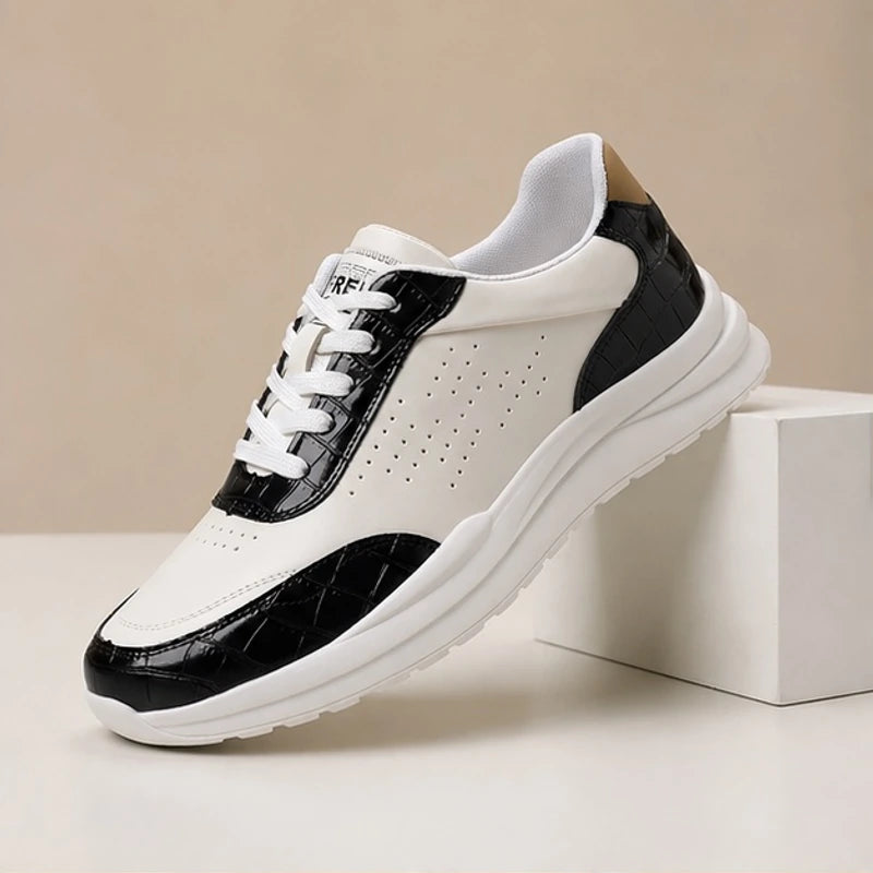 Taviano Contrast Leather Sneakers - Black - Sneakers - Hendlys - Image 1