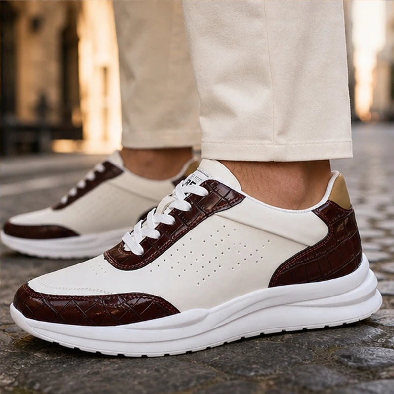 Taviano Contrast Leather Sneakers - Brown - leather sneakers - Hendlys - Image 3
