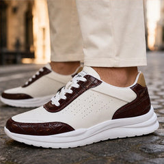 Taviano Contrast Leather Sneakers - Brown - leather sneakers - Hendlys - Image 3