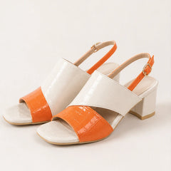 Tessa Colorblock Slingback Sandal - Orange - Sandals - Hendlys - Image 1