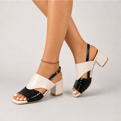 Tessa Colorblock Slingback Sandal - Black - block heel - Hendlys - Image 4