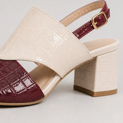 Tessa Colorblock Slingback Sandal - Burgundy - slingback sandals - Hendlys - Image 3
