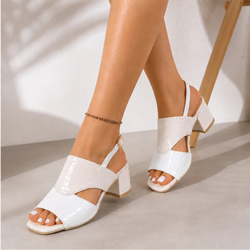 Tessa Colorblock Slingback Sandal - White - croc embossed - Hendlys - Image 6
