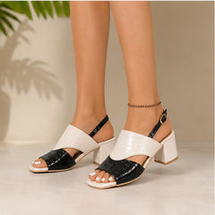 Tessa Colorblock Slingback Sandal - Black - vegan leather - Hendlys - Image 7