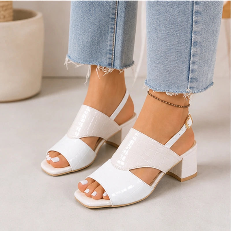 Tessa Colorblock Slingback Sandal - White - vegan leather - Hendlys - Image 7
