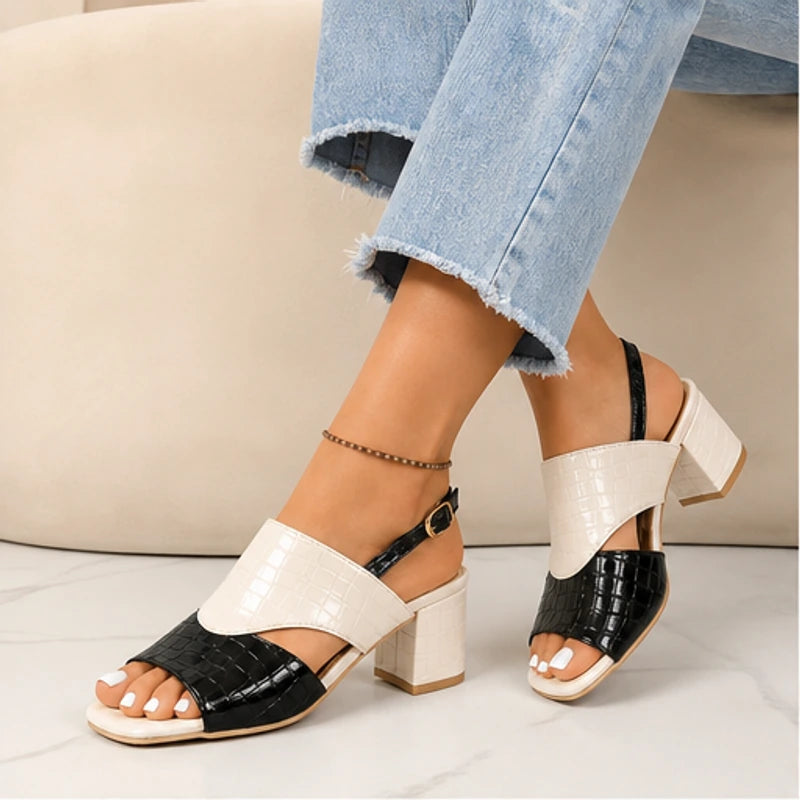 Tessa Colorblock Slingback Sandal - Black - colorblock - Hendlys - Image 5
