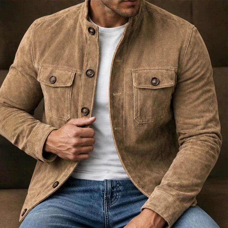 Thorne Structured Suede Jacket - Brown - Jacket - Hendlys - Image 1
