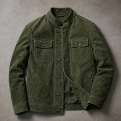 Thorne Structured Suede Jacket - Green - suede jacket - Hendlys - Image 3