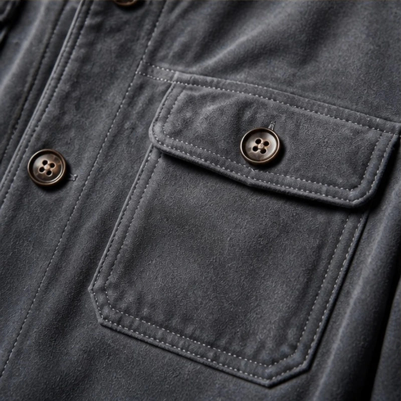 Thorne Structured Suede Jacket - Gray - structured jacket - Hendlys - Image 4