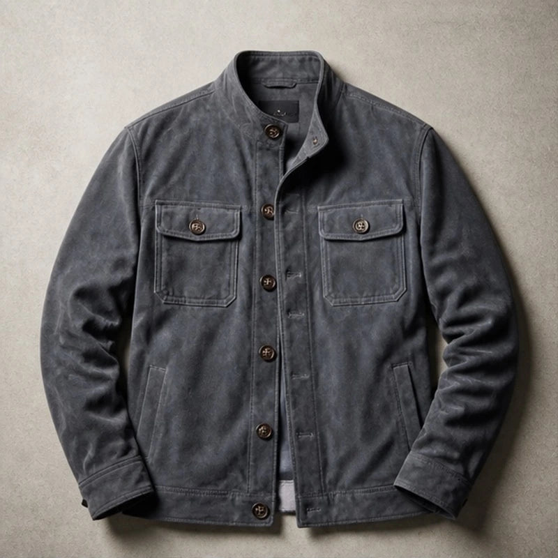 Thorne Structured Suede Jacket - Gray - suede jacket - Hendlys - Image 3