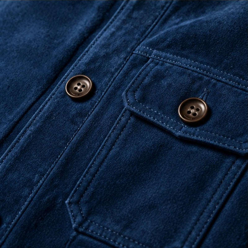 Thorne Structured Suede Jacket - Navy - structured jacket - Hendlys - Image 4