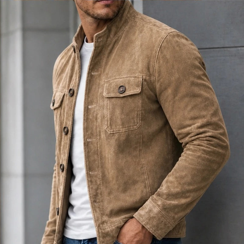 Thorne Structured Suede Jacket - Brown - men's jacket - Hendlys - Image 2