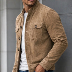 Thorne Structured Suede Jacket - Brown - men's jacket - Hendlys - Image 2