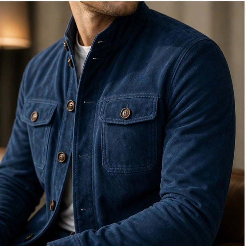 Thorne Structured Suede Jacket - Navy - men's jacket - Hendlys - Image 2