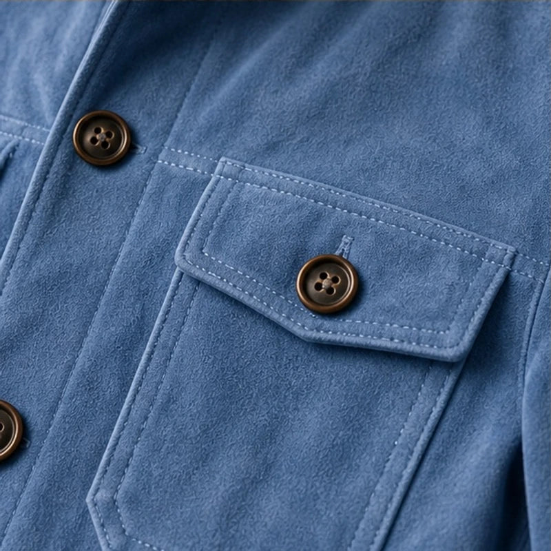 Thorne Structured Suede Jacket - Blue - suede jacket - Hendlys - Image 3