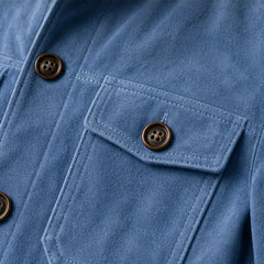 Thorne Structured Suede Jacket - Blue - suede jacket - Hendlys - Image 3