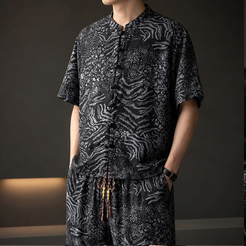 Tokako Relaxed Shirt & Pant Set - Black - Outfit Set - Hendlys - Image 1