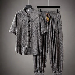 Tokako Relaxed Shirt & Pant Set - Gray - matching set - Hendlys - Image 3