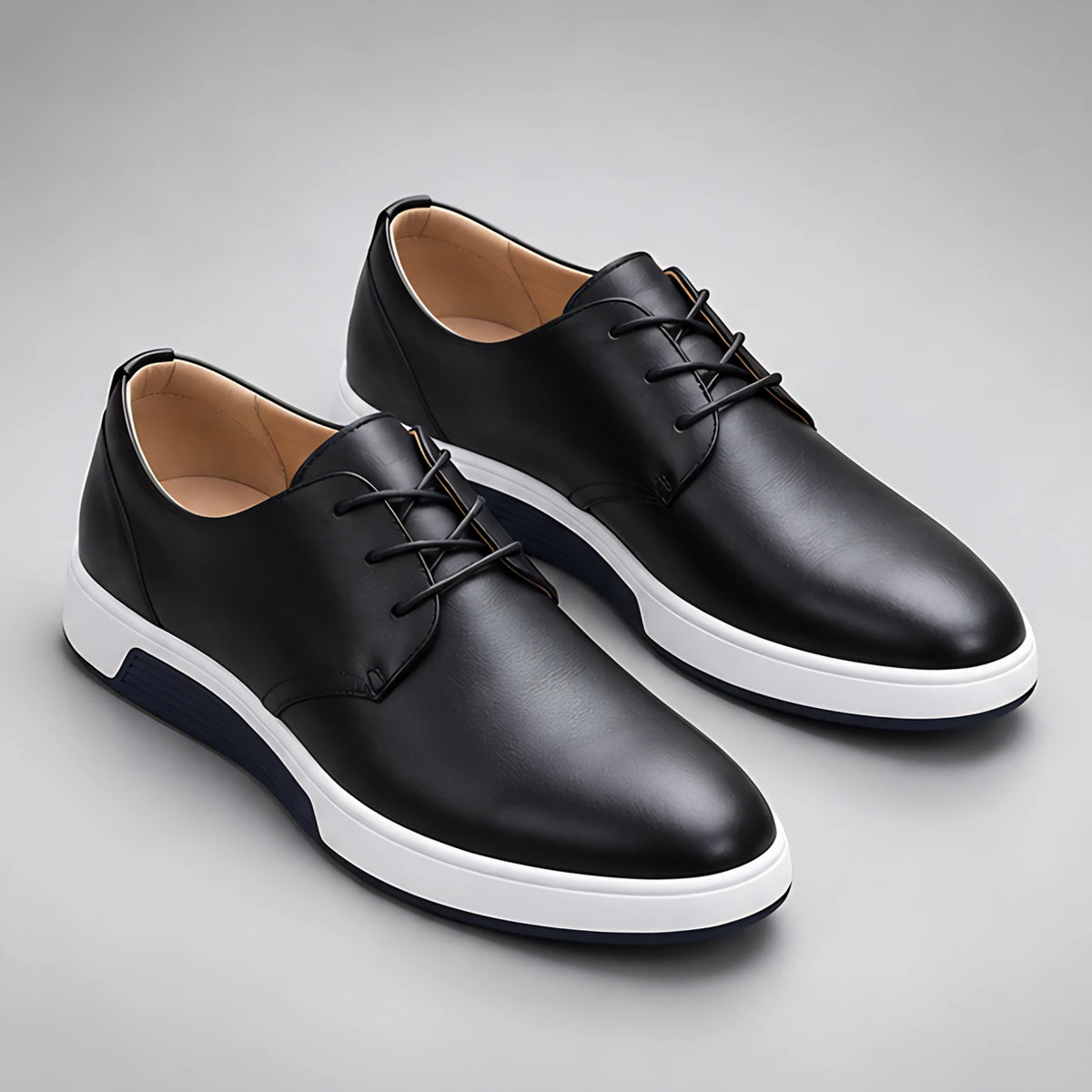 Torin Men's Orthopedic Leather Derby Shoes - Black - map - Hendlys - Image 2