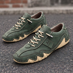 Torin Men's Wave-Stitched Leather Sneakers - Olive Drift - Men's Footwear > Sneakers > Low-Top Leather Sneakers - Hendlys - Image 3