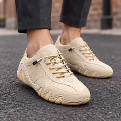 Torin Men's Wave-Stitched Leather Sneakers - Sandstone - Men's Footwear > Sneakers > Low-Top Leather Sneakers - Hendlys - Image 1