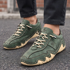 Torin Men's Wave-Stitched Leather Sneakers - Olive Drift - Men's Footwear > Sneakers > Low-Top Leather Sneakers - Hendlys - Image 1