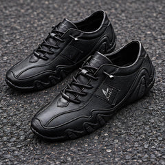 Torin Men's Wave-Stitched Leather Sneakers - Carbon Black - Men's Footwear > Sneakers > Low-Top Leather Sneakers - Hendlys - Image 3