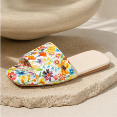 Torino Floral Flat Mule - Orange Blossom - floral mules - Hendlys - Image 3