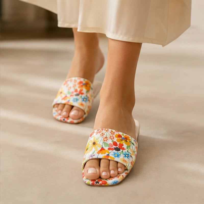 Torino Floral Flat Mule - Orange Blossom - women's mules - Hendlys - Image 4