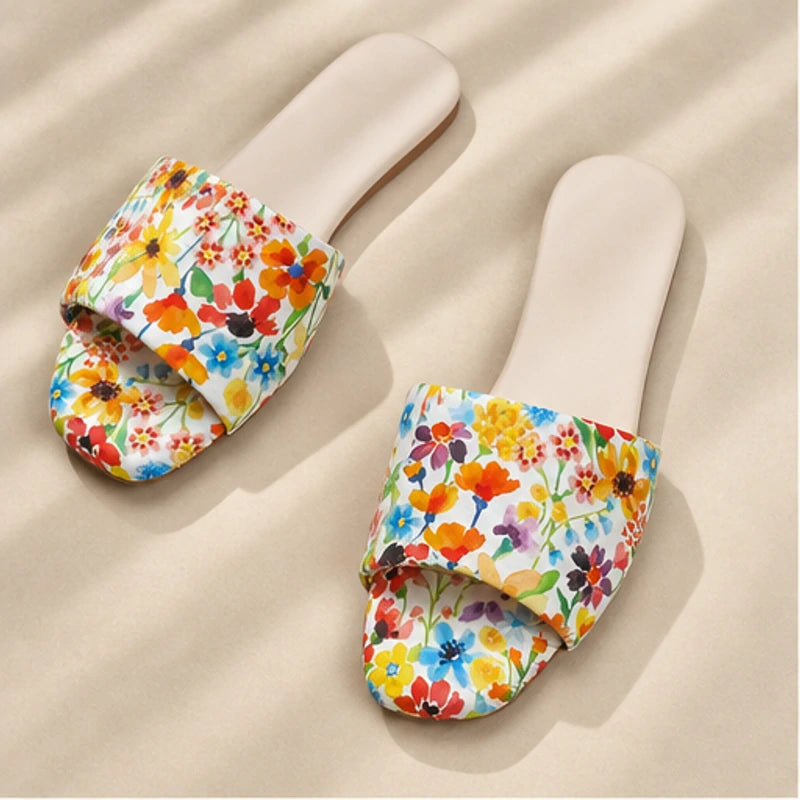 Torino Floral Flat Mule - Orange Blossom - flat mules - Hendlys - Image 2