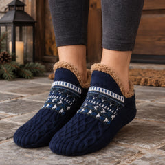 Torvale Non-Slip Fleece-Lined Slipper Socks - Blue - Apparel & Accessories > Socks > Slipper Socks - Hendlys - Image 1