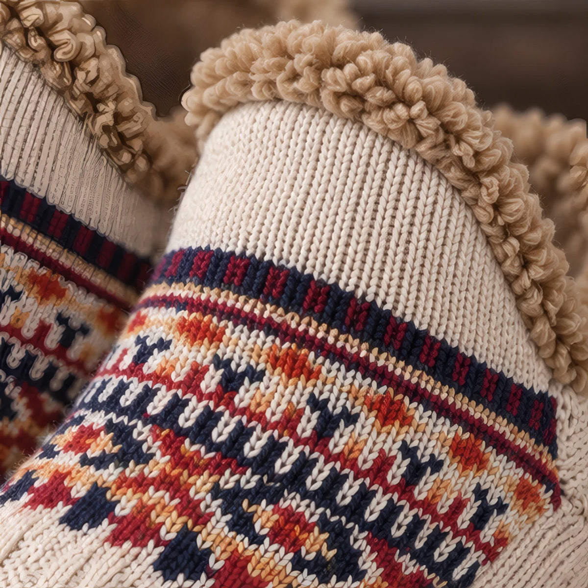 Torvale Non-Slip Fleece-Lined Slipper Socks - Beige - Apparel & Accessories > Socks > Slipper Socks - Hendlys - Image 4