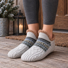 Torvale Non-Slip Fleece-Lined Slipper Socks - Gray - Apparel & Accessories > Socks > Slipper Socks - Hendlys - Image 1