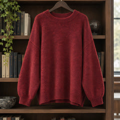 Tova Women's Oversized Crew Neck Sweater - Red - female - Hendlys - Image 3
