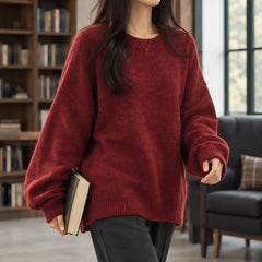 Tova Women's Oversized Crew Neck Sweater - Red - Women's Sweater - Hendlys - Image 2