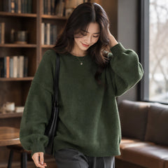 Tova Women's Oversized Crew Neck Sweater - Green - Women's Sweater - Hendlys - Image 2