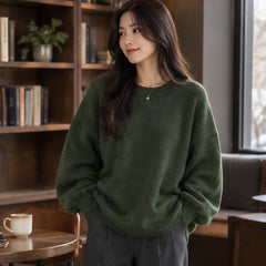 Tova Women's Oversized Crew Neck Sweater - Green - Women's Clothing > Sweaters & Cardigans > Crew Neck Sweaters - Hendlys - Image 1