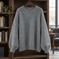 Tova Women's Oversized Crew Neck Sweater - Gray - female - Hendlys - Image 3