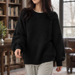Tova Women's Oversized Crew Neck Sweater - Black - Women's Sweater - Hendlys - Image 2